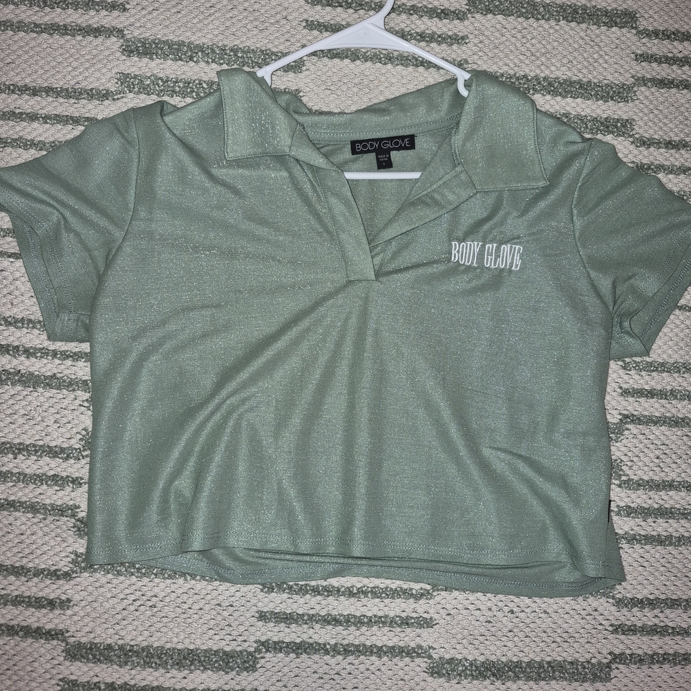 Body Glove Sage Green Collared Top